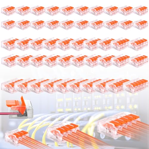 50 Stück Kabelverbinder mit Betätigungshebel,Verbindungsklemme,Stromkabel Verbinder,4mm² Leiter Klemme Verbindungsklemme Können Frei Kombiniert Werden für Feste Kabe 2-5 Leiter 50 Stück Kabelverbinder mit Betätigungshebel,Verbindungsklemme,Stromkabel Verbinder,4mm² Leiter Klemme Verbindungsklemme Können Frei Kombiniert Werden für Feste Kabe 2-5 Leiter von Basetousual