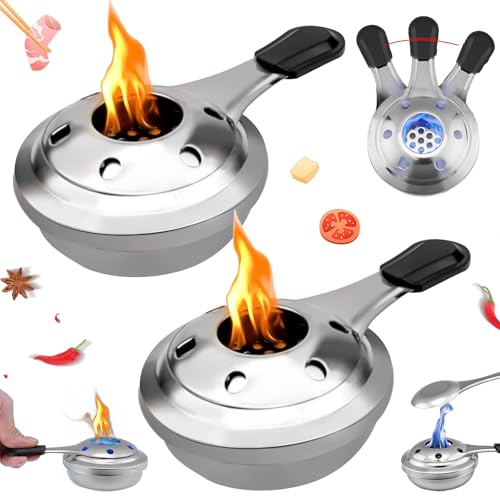 2 Stück Fondue Brenner, Mini Edelstahl Alkoholbrenner, Spiritusbrenner Fondue, Camping Spiritusbrenner Kocher, für Outdoor Camping Picknick Kochen Rucksackreisen BBQ (15.5 * 9.9 * 4.8cm) von Basetousual