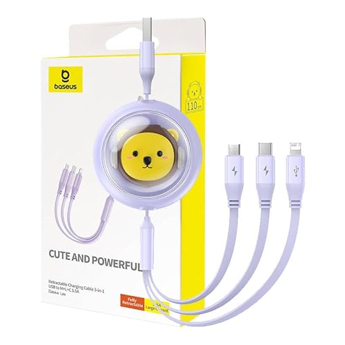 Baseus 3-in-1 USB auf USB-C Micro-USB Lightning Ladekabel 3.5A 1.1m Lila von Baseus