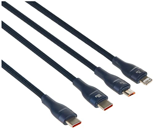 Baseus 3in1 USB Kabel Flash Serie 2, USB-C + Micro USB + Lightning, 100W, 1,5m (blau) von Baseus