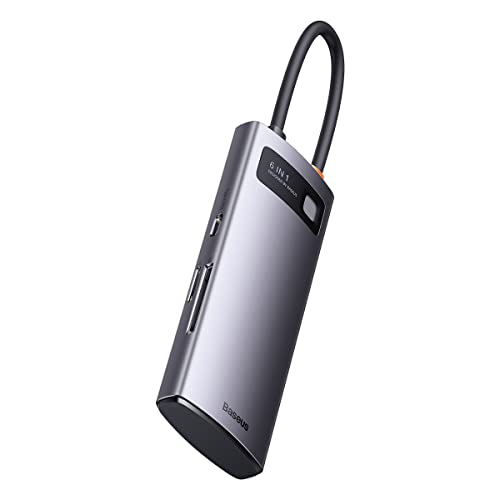 Baseus 6-in-1 Metal Gleam Serie, USB-C auf 3 x USB 3.0 + USB-C PD + microSD/SD von Baseus