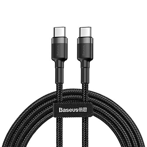 Baseus Cafule Cable durabel Kabel mit Nylon geflochtenes Ladekabel USB-C PD/USB-C - PD PD2.0 60W 20V 3A QC3.0 - schwarz-grau (1M) von Baseus