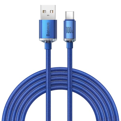 Baseus Crystal Shine Series Fast Charging Datenkabel USB Typ A auf USB Typ C 100 W 2 m Blau (CAJY000503) von Baseus