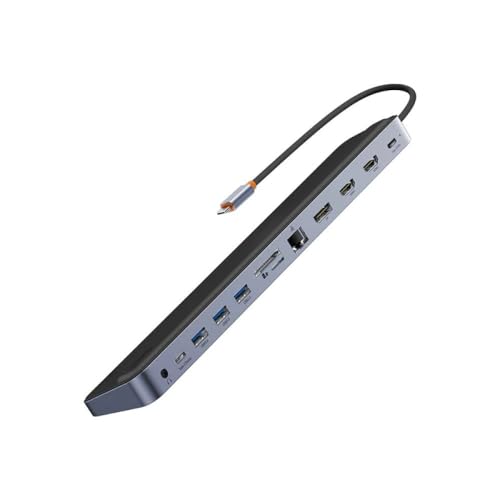 Baseus HUB EliteJoy 12-in-1 Gen2 (Type-C to HDMI1 4K 60Hz / HDMI2 4K 60Hz/ 3X USB3.0 / Type-C PD 100W/ DP 4K 60Hz / VGA/SD/TF / RJ45 / Type-C Data/Jack 3.5mm), Gray (WKSX030213) von Baseus