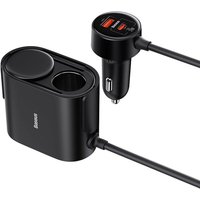 Baseus High Efficiency Pro 2x Zigarettenanzünder-Adapter mit USB-A USB-C 30W Ladegerät – Schwarz von Baseus