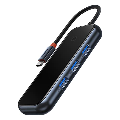 Baseus Hub 4in1 AcmeJoy Serie USB-C auf 3xUSB 3.0 + USB-C PD (dunkelgrau) von Baseus