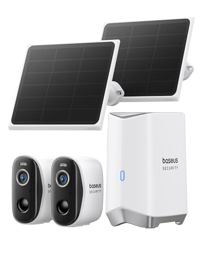 Baseus Security Überwachungskamera Aussen Solar Kabellos 16TB Erweiterbarer Speicher, Ewige Energie, IP67, Nachtsicht, 2K Kamera Überwachung WLAN mit Solarpanel, 16GB Lokal Speicher - N1 2-Cam Kit von Baseus