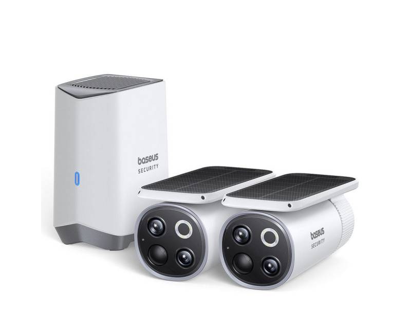Baseus Überwachungskamera Set S1 Pro Outdoor mit H1 HomeStation und (2X batteriebetriebenen WLAN 3K Dual-Objektiv Überwachungskameras, Kabellose Installation, Zwei-Wege-Audio, KI-Bewegungserkennung) von Baseus