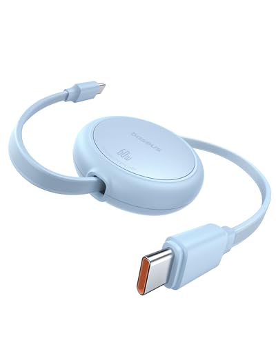 Baseus USB C Kabel, 60W PD 5A QC 4.0 Mini Einziehbar Schnellladekabel USB C auf USB C Kabel, 4-stufige Länge Voreingestellter USB C Ladekabel für iPhone 15 Samsung ipad, Leicht zu Verstauen, Tragbar von Baseus