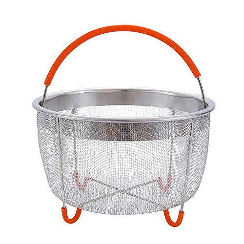 Korb Aus Edelstahl Einsatzkorb Dämpfeinsatz Für Kochtöpfe - Dämpfen Von Gemüse,Eier 6QT Schwarz (Orange, 6QT) von Bashley