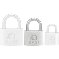 Basi - Vorhängeschloss gleichschließend 30mm 40mm oder 50mm breit Aluminium-Gehäuse 2 Schlüssel Keller-Schloss von Basi