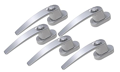 BASI | Fenstergriff 5er Set | verriegelbar mit Druckknopf | in Aluminium Silber | Hochwertige Optik | Dreh Kipp Funktion | moderner Fensterbeschlag | Kindersicherung | 5 Stück von BASI