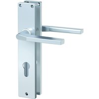 Langschild-Drücker-Garnitur - ZB 4100 - Alu F1 - eckig - Lochung: Profilzylinder von Basi