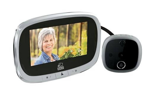 BASI | digitaler Türspion | 4,3 Zoll LCD-Display mit Bewegungsmelder | Foto- und Videofunktion | 1 MP Kamera mit Nachtsicht durch IR-LEDs | | 120 Grad Sichtwinkel | Türstärken 32 – 120 mm von BASI