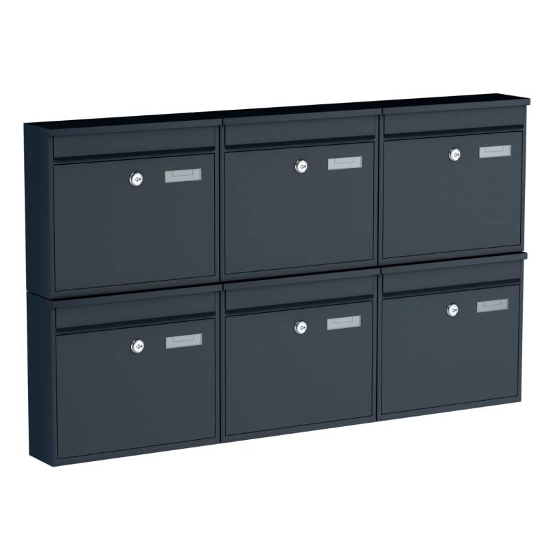 Basi - Briefkasten - SET - 6x BK 360M - Matt Anthrazit - 6x2170-0902 von Basi