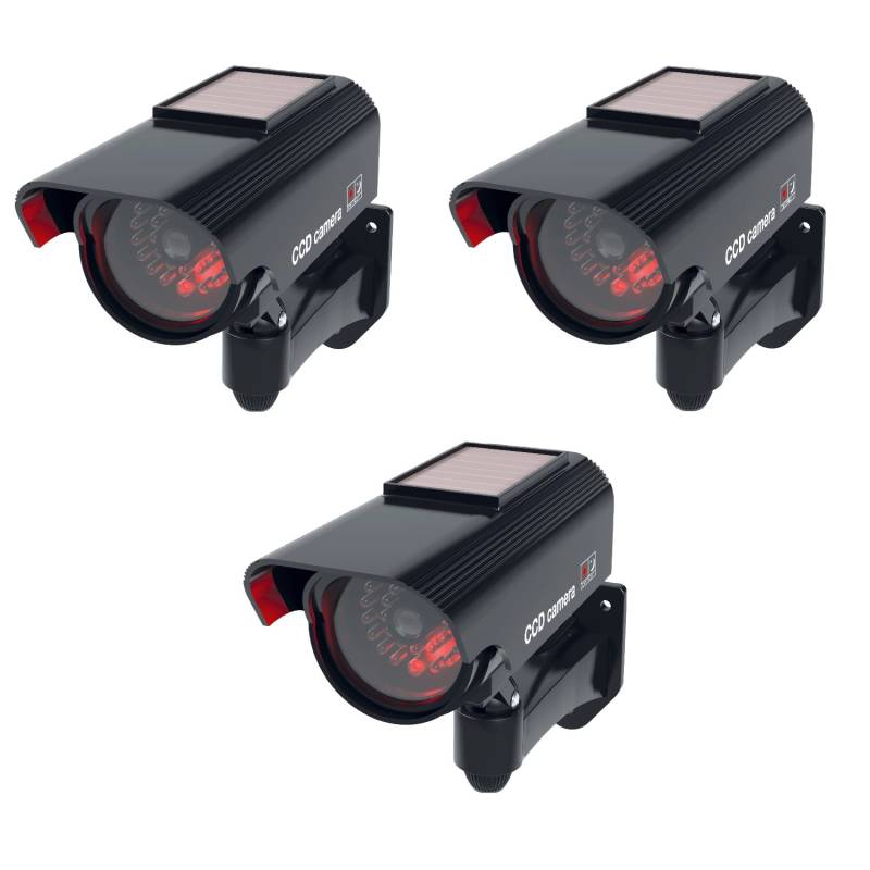 Basi - CCD Solar Kamera-Attrappe - KA 311 - Schwarz - Solarbetrieben - IP 23 Geprüft - 3 Stück - 3X1000-0311 von Basi