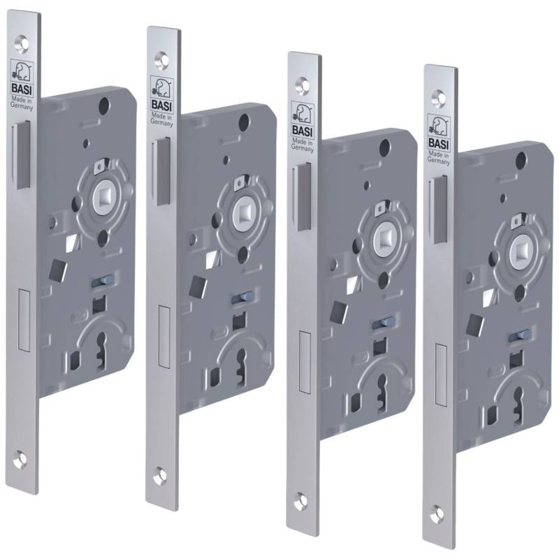 Basi - Einsteck-Zimmertürschloss - SET - 4x ES 921 - Lochung: Buntbart - Stulp käntig - DIN Links - 4x9210-5512 von Basi