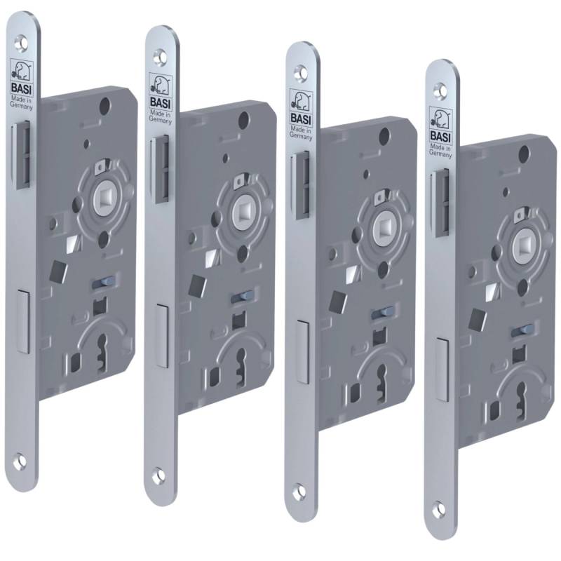 Basi - Einsteck-Zimmertürschloss - SET - 4x ES 922 - Lochung: Buntbart - Stulp abgerundet - DIN Links - 4x9220-5512 von Basi