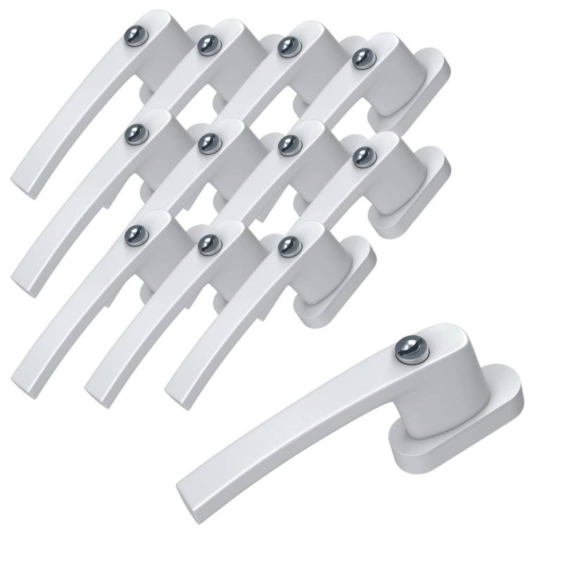 Basi - Fenstergriff - Abschließbar - 12er Set - inkl. 2 Schlüssel - Gleichschließend - Alu Weiß von Basi