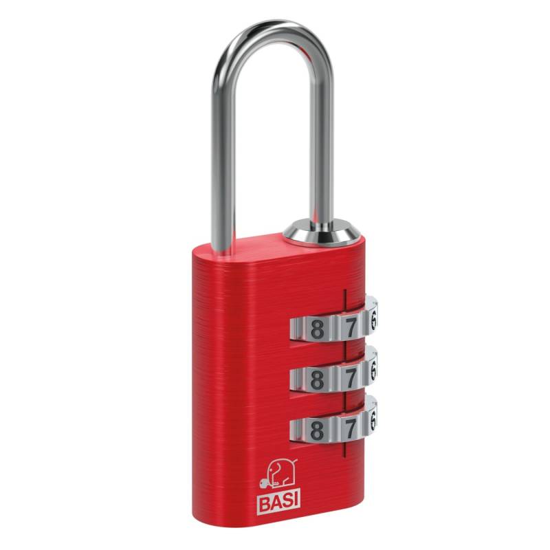 Basi - Kofferschloss - KS 611 - Rot - einstellbare Zahlenkombination - Aluminiumgehäuse von Basi