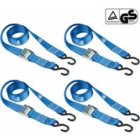 Basi - Spanngurt 4er Set - sg 307 - Blau - mit Klemmschloss und S-Haken - tüv geprüft - Zurrkraft 125 kg - 2x0004-0307 von Basi