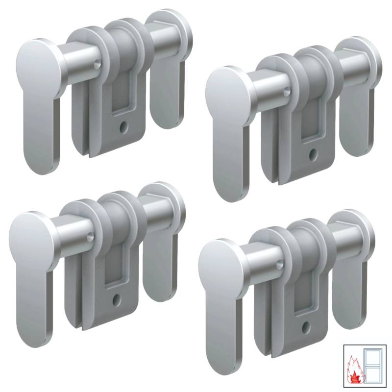 Basi - Universal-Blindzylinder - BZU 100 - Einstellbereich 50-84 mm - Matt vernickelt - Für FH Türen zugelassen - 4er Set von Basi