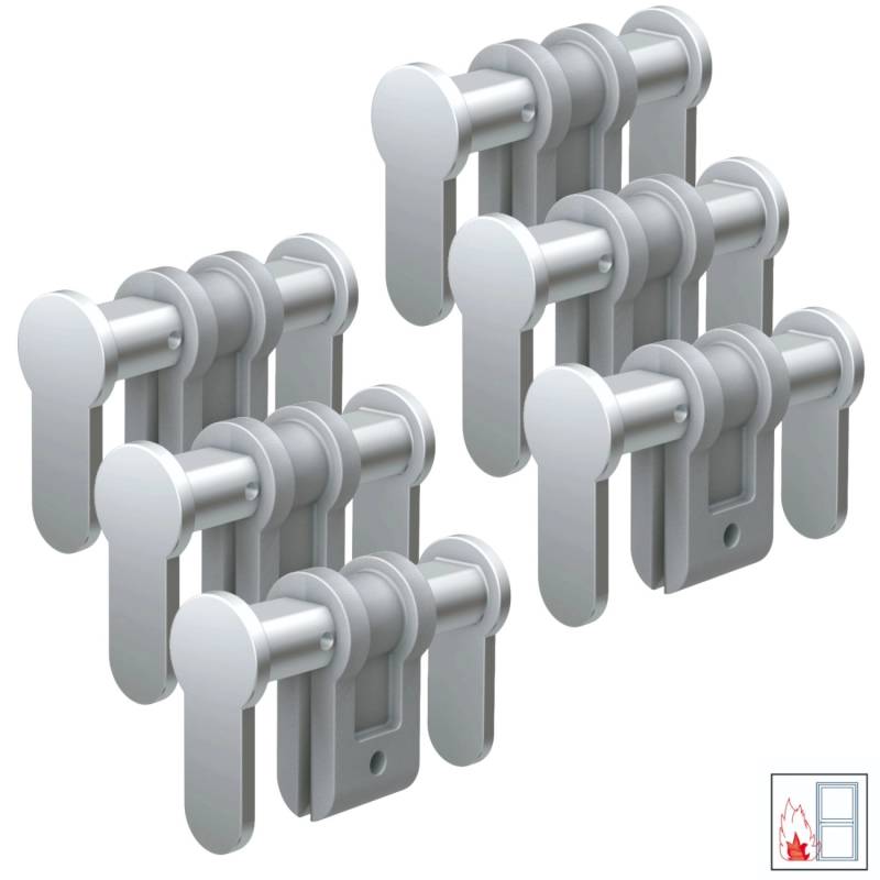 Basi - Universal-Blindzylinder - BZU 100 - Einstellbereich 84-150 mm - Matt vernickelt - Für FH Türen zugelassen - 6er Set von Basi