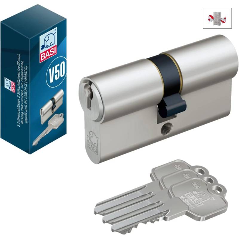 Basi - V50 - Profil-Doppelzylinder - 45/55 mm - Gleichschließend - Not- und Gefahrenfunktion Basi - V50 - Profil-Doppelzylinder - 45/55 mm - Gleichschließend - Not- und Gefahrenfunktion von Basi