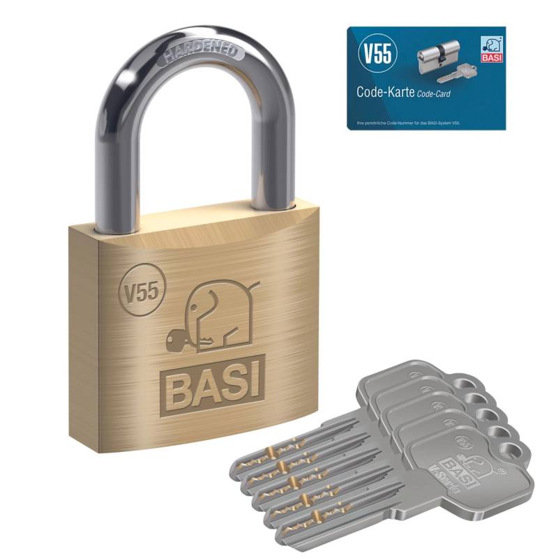 Basi - V55 - Vorhangschloss - 50 mm - Messing - Gleichschließend von Basi