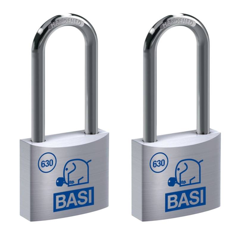 Basi - Vorhangschloss - SET - 2x VHS 630H - 40 mm - Verschiedenschließend - Bügelhöhe - 40 mm - inkl. 2 Schlüssel pro Schloss - Aluminiumgehäuse von Basi