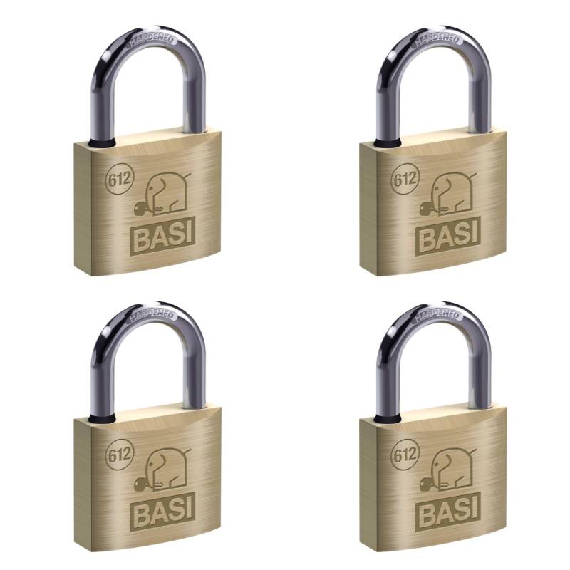 Basi - Vorhangschloss - SET - 4x VHS 612 - 40 mm - Gleichschließend - mit Wasserstop - inkl. 2 Schlüssel pro Schloss - Messinggehäuse von Basi