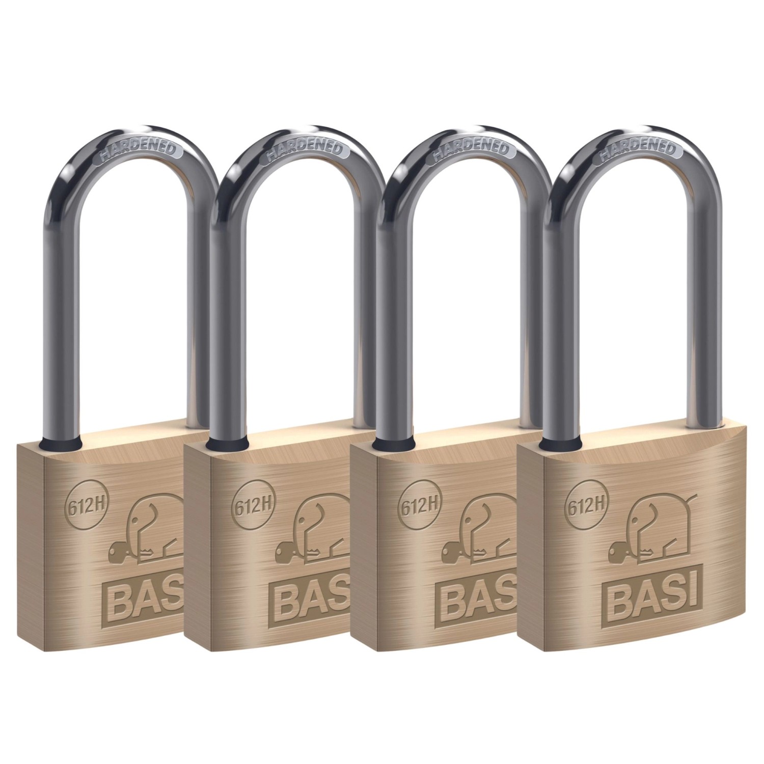 Basi - Vorhangschloss - SET - 4x VHS 612H - Breite 40 mm - Bügelhöhe 40 mm - Verschiedenschließend - mit Wasserstop - Messinggehäuse Basi - Vorhangschloss - SET - 4x VHS 612H - Breite 40 mm - Bügelhöhe 40 mm - Verschiedenschließend - mit Wasserstop - Messinggehäuse von Basi