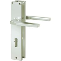 Langschild-Drücker-Garnitur - ZB 4100 - Alu F2 - eckig - Lochung: Profilzylinder von Basi