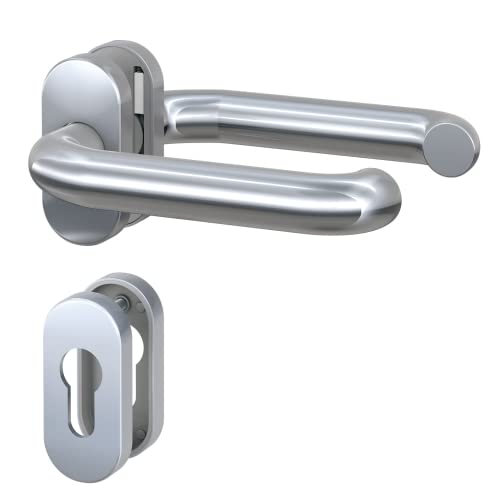 Schmalrahmen-Garnitur, Niro, oval, U-Form, TS 38-45 mm für Rohrrahmen Türen von BASI