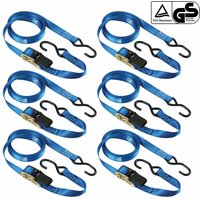 Spanngurt mit Ratsche und S-Haken 6er Set - sg 309 - Blau - Länge (5000 mm) - Breite (25 mm) - tüv geprüft - Zurrkraft 250 kg - 6x0004-0309 - Basi von Basi