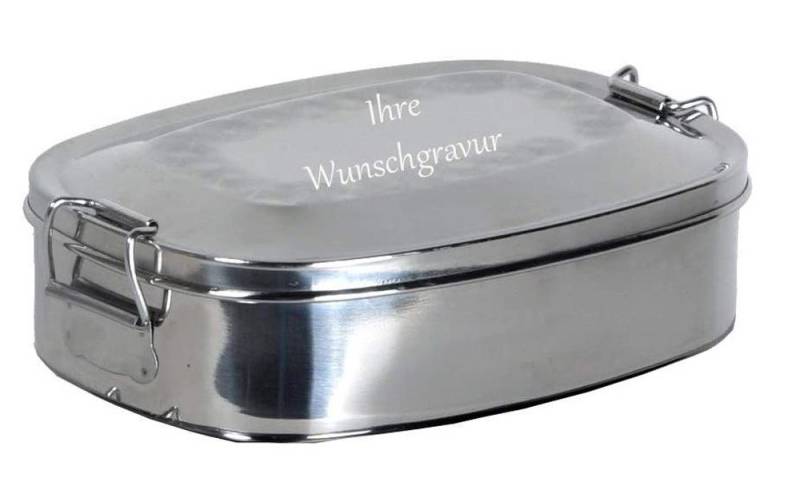 BasicNature Lunchbox Proviantdose - Edelstahl 1,2 L, mit Namensgravur von BasicNature