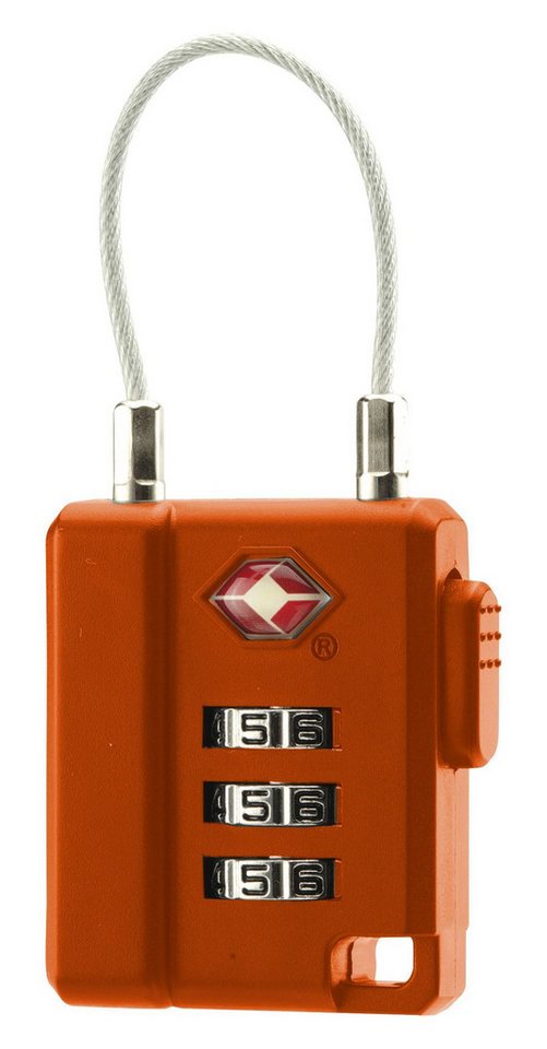 Relags Vorhängeschloss BasicNature 'TSA' Zahlenschloss mit Stahlseil orange von Relags