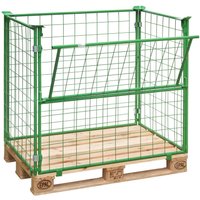 BASIC Palettenaufsatz mit Klappe, Maschenweite 100 x 100 mm, HxBxT 1.000 x 1.200 x 800 mm, maigrün von Basic