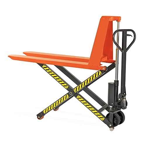 BASIC Scherenhubwagen PTM | 1.000 kg Tragkraft | 85-800 mm Hubbereich | 1.150 mm Gabellänge | Lenkrad/Gabelrolle aus robustem Polyurethan | Einfachrollen | 2-Zylinder-Teleskop-Hydraulik von Basic