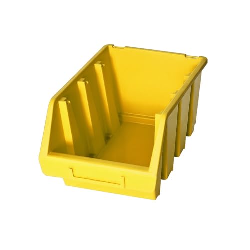 HEMMDAL Sichtlagerkasten 10 Stück | Typ XL - 126 x 170 x 240 mm (HxBxT) | gelb | stapelbar | Aufbewahrung von Kleinteilen | inkl. Etikettenfach | Sichtlagerboxen aus schlagfestem Kunststoff von HEMMDAL