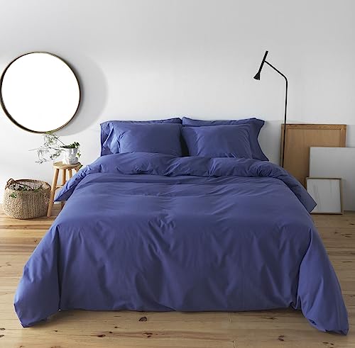 BOHEME Bettbezug, glatt, 100% Baumwolle, Fadendichte 200, für Bett 105 cm, Blau von BOHEME