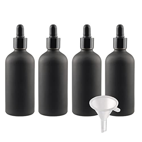 BasicPacking 4 Stück 100ml Matt Schwarzglas Pipettenflasche, Leere Kleine Glasflasche mit Schwarz Pipette, Glaspipette Tropfflasche für ätherische Öle Aromatherapie + 1x Trichter BasicPacking 4 Stück 100ml Matt Schwarzglas Pipettenflasche, Leere Kleine Glasflasche mit Schwarz Pipette, Glaspipette Tropfflasche für ätherische Öle Aromatherapie + 1x Trichter von BasicPacking