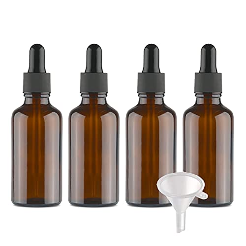 BasicPacking 4 Stück 50ml Braunglas Pipettenflasche, Leere Kleine Bernstein Glasflasche mit Pipette, Glaspipette Tropfflasche für ätherische Öle Aromatherapie + 1x Trichter BasicPacking 4 Stück 50ml Braunglas Pipettenflasche, Leere Kleine Bernstein Glasflasche mit Pipette, Glaspipette Tropfflasche für ätherische Öle Aromatherapie + 1x Trichter von BasicPacking