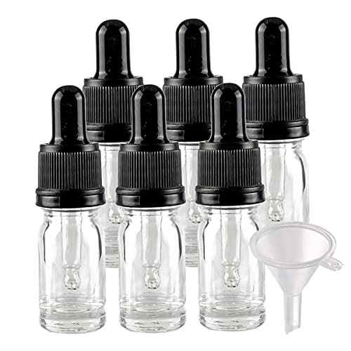 BasicPacking 6 Stück 10ml Transparent Glas Pipettenflasche, Leere Kleine Glasflasche mit Pipette Originalitätsverschluss, Glaspipette Tropfflasche für ätherische Öle Aromatherapie + 1x Trichter BasicPacking 6 Stück 10ml Transparent Glas Pipettenflasche, Leere Kleine Glasflasche mit Pipette Originalitätsverschluss, Glaspipette Tropfflasche für ätherische Öle Aromatherapie + 1x Trichter von BasicPacking