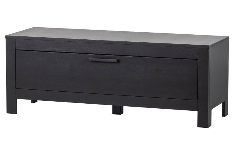 WOOOD TV-Board Bonk aus Kiefernholz, Schwarz, Tür mit Schiebeverschluss von WOOOD