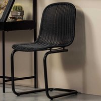 Rattan Schwingstühle in Schwarz Gestell aus Metall (2er Set) von Basilicana