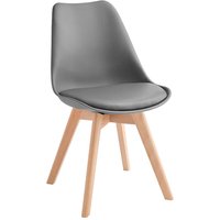 Schalensitz Stühle im Skandi Design Grau und Buche (4er Set) von Basilicana