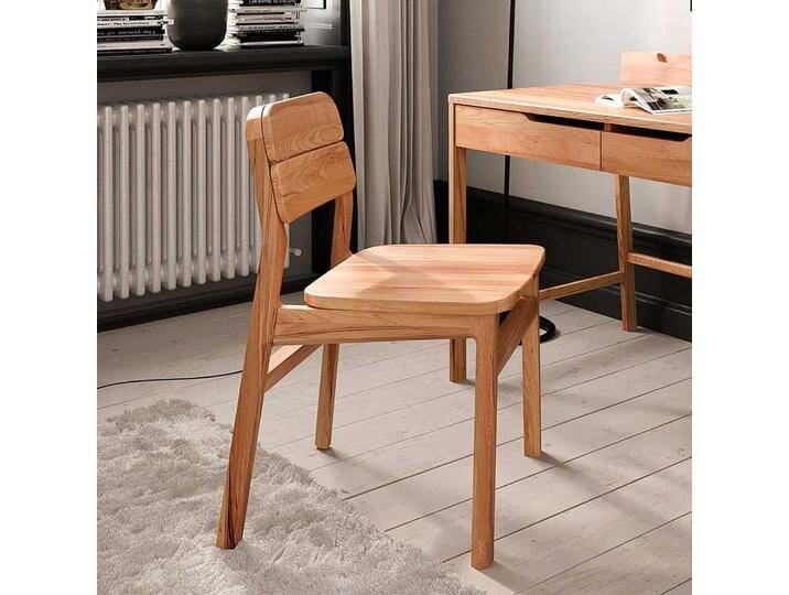 2 Stühle Stuhl Set mit Rückenlehne aus Holz und Gestell aus Massivholz (2er Set) von Basilicana