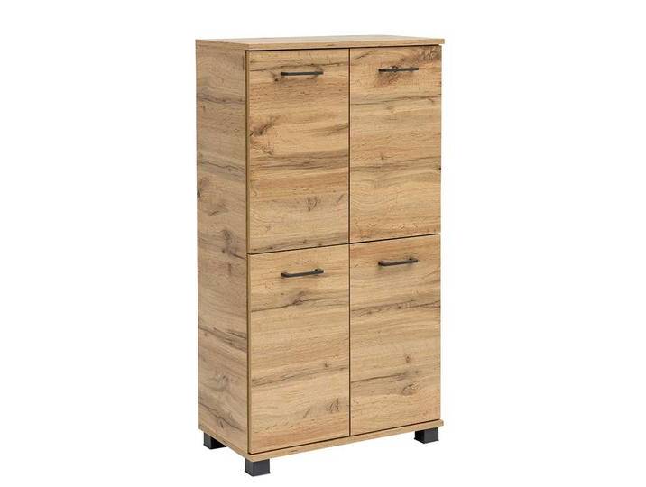 Badezimmer Highboard in Wildeichefarben Touchwood 4 türig Made in Germany von Basilicana