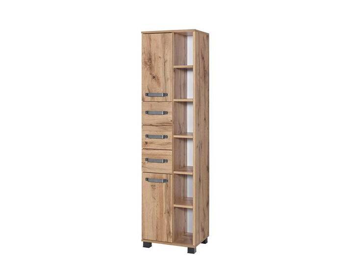 Badezimmerhochschrank in Wildeichefarben Made in Germany von Basilicana